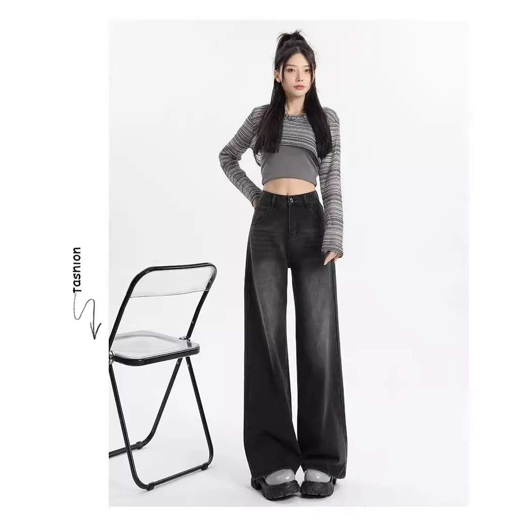 

Curvy Women'S Glitter Jeans Boyfriend Baggy Loose Fit Oversized Wide Leg Denim Casual Comfortable Relaxed Female Woman Fashion