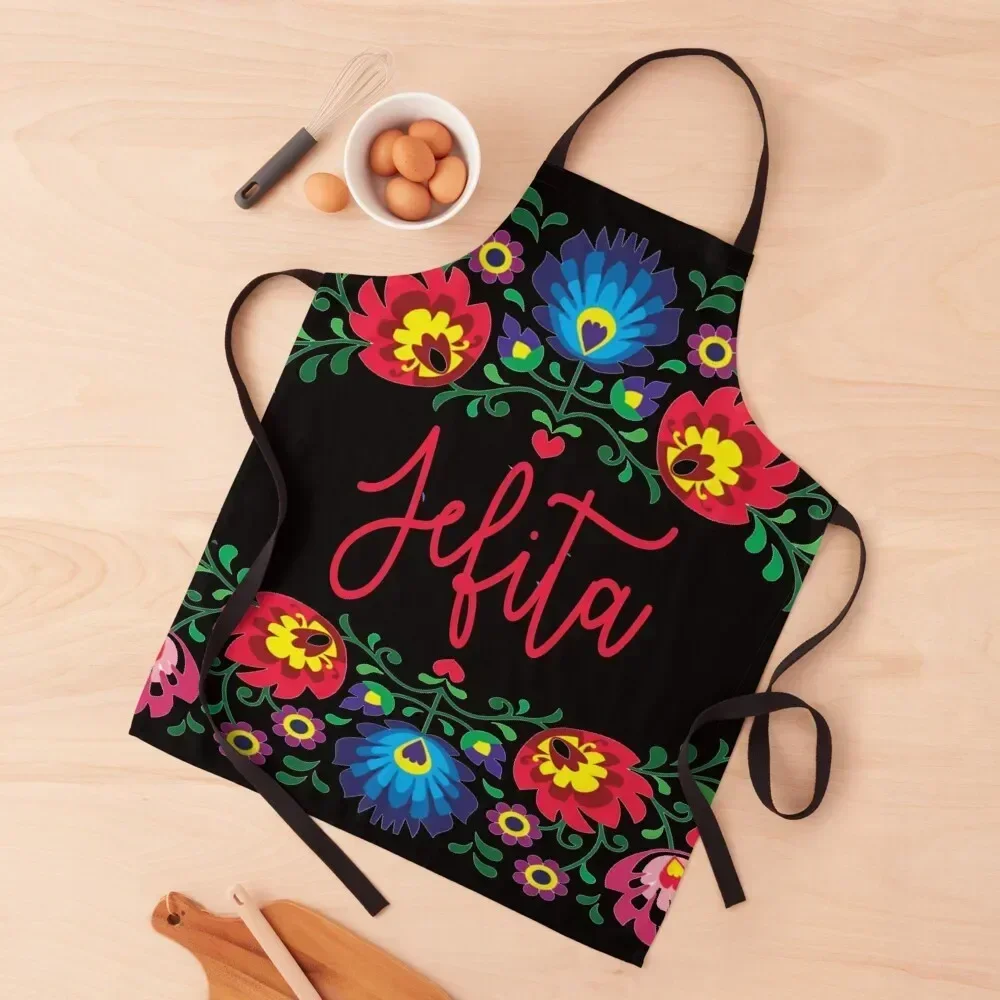 jefita latina floral shirts masks hoodies merch Apron Kitchen For Man kitchen gadgets Apron