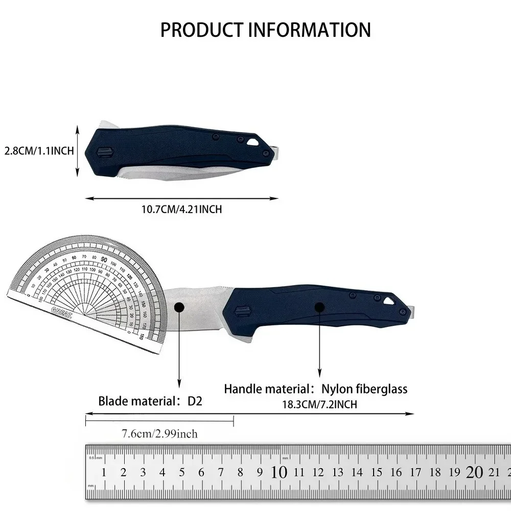 رائجة البيع في الهواء الطلق 2041 جيب سكين للفرد النايلون الألياف الزجاجية الصيد بقاء سكين تخييم مقبض D2 شفرة فولاذية أداة متعددة الاستخدام