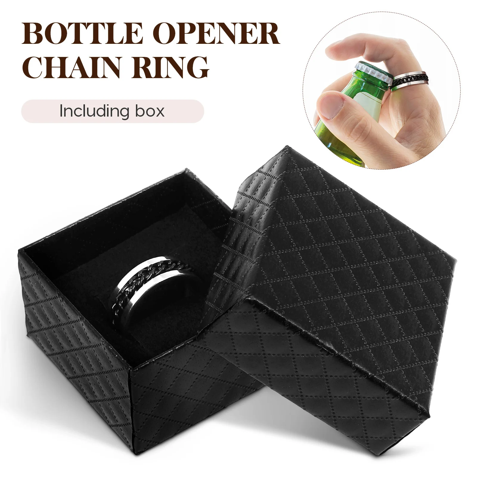 

Men's Chain Finger Ring Size 9 Creative Jewelry Smooth Texture Fashion Accessory Corkscrew Ring Finger Jewelry