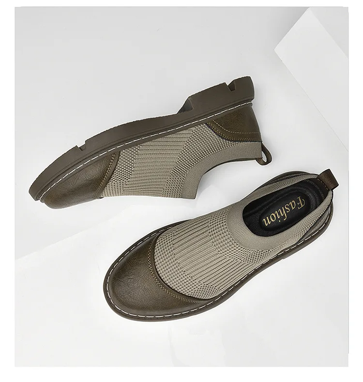 Casual Heightening Shoes Breathable Mesh Fabric Low Heel Wear resistant Sole Unfastening Strap Opening Design Casual Mens Shoes