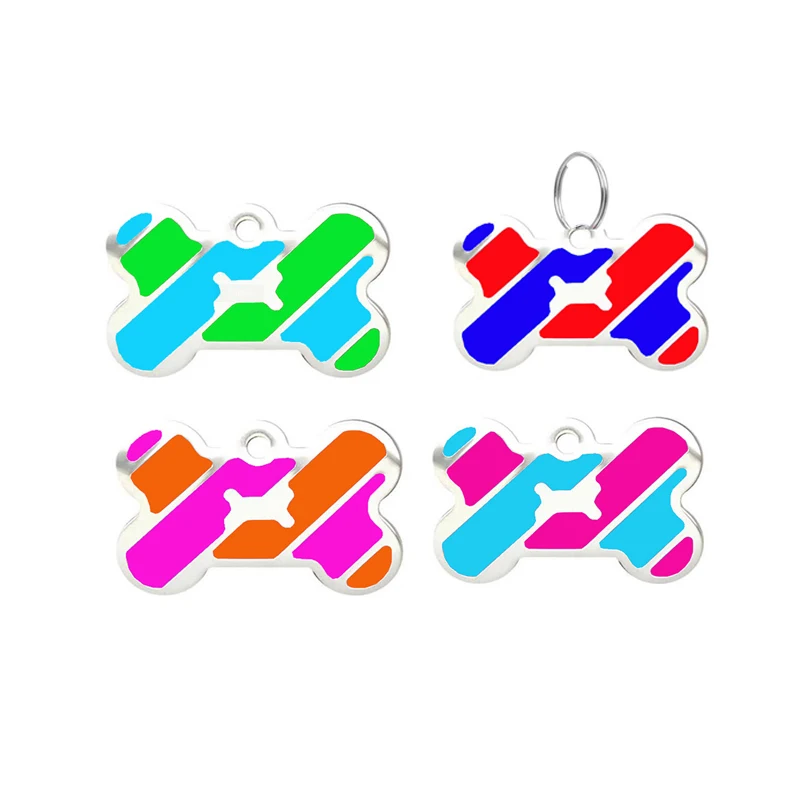 Personalized Bone Identity Card Multicolor Customizable Dog Tag Pet Metal Pendant Collar Keychain Pendant Listed Pet Supplies