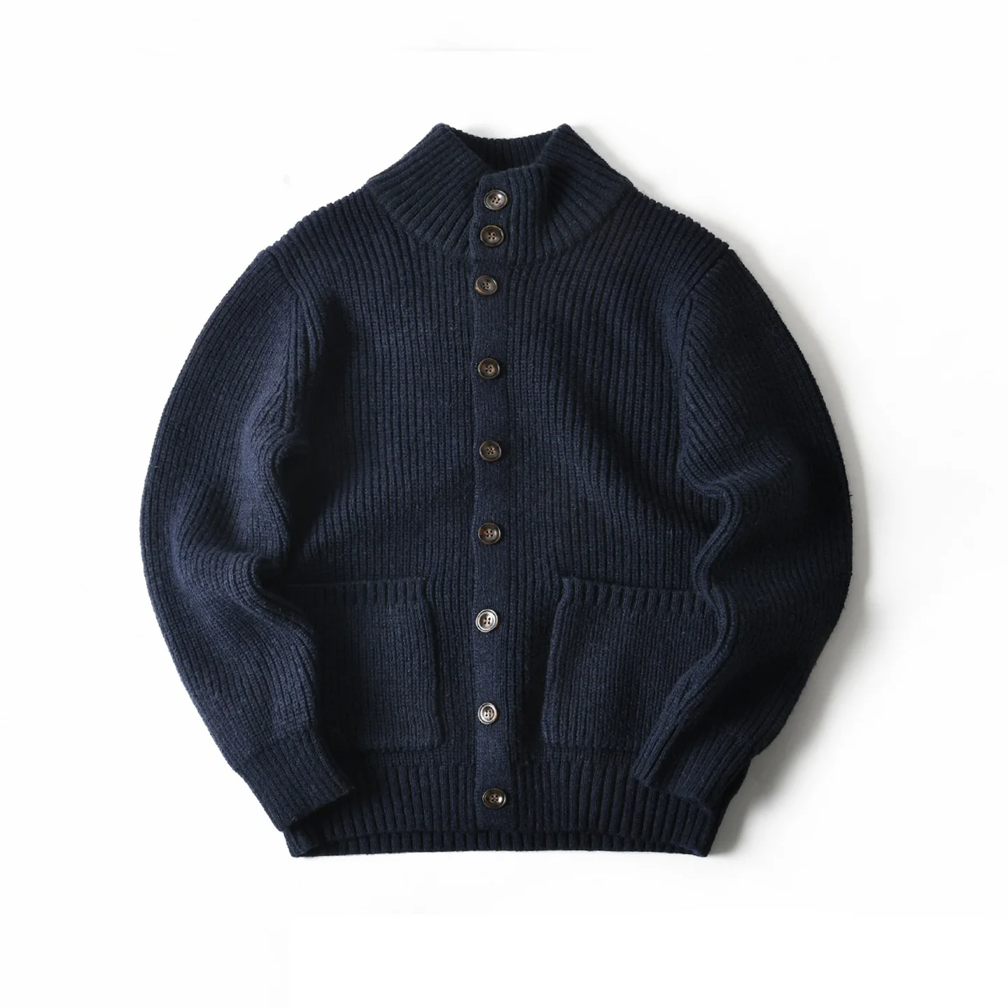 

Высококачественный американский ретро тяжелый 90% шерсть, толстый вязаный кардиган с высоким воротом для мужчин, теплый осенне-зимний свитер, пальто