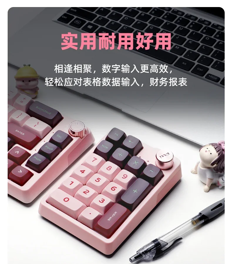 Kzzi K20 Keypad 19 tombol 3 Mode USB/2.4G/keyboard nirkabel Bluetooth Pad nomor kustomisasi untuk hadiah Aksesori komputer Pc