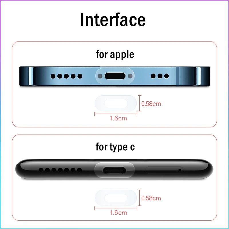 For Apple iPhone 13 11 12Pro XR XS Max 8 7 6 6s iPad Charging Port Matte Film Anti-scratch Sticker Type C Protector Film For MI