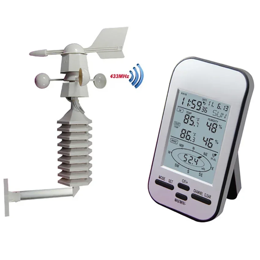 Professional Wireless Weather Station Anemometer Out Wind Speed Direction Sensor Digital Wind Chill Temperature Humidity Meter