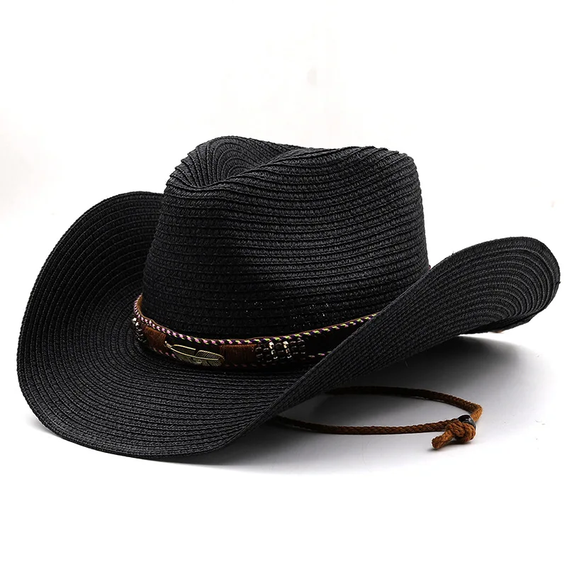 

Men's cap cowboy hats for men woman western accessories luxury gentleman beach straw hat panama Fishing vintage free shipping