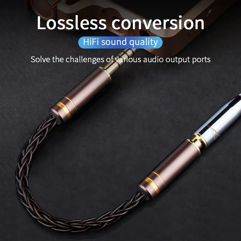 YYAUDIO Hifi Audio Cable Balanced Sterling Silver Core 2.5 to 3.5 Female Adapter AUX Cable For MP3 Music Player