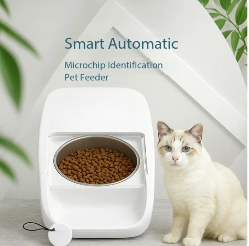 Anti-Steal Automatic Pet Feeder with Smart Chip Recognition Sensor, Multi-Pet Cat Bowl Timed Feeding for Cats and Small Dogs