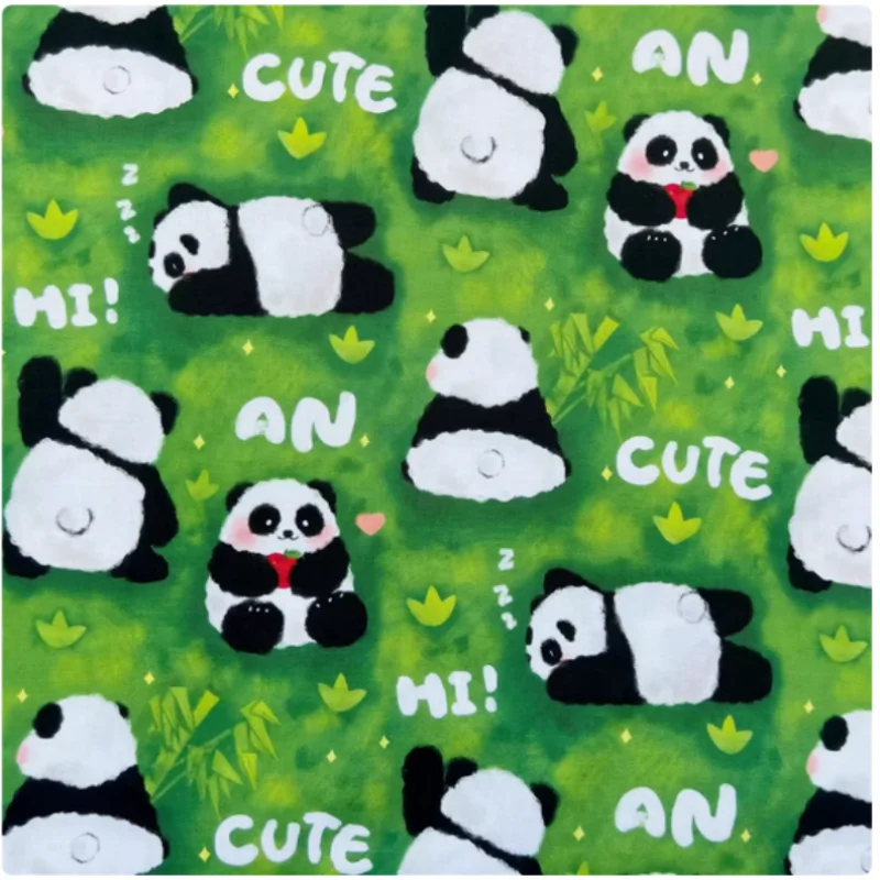 

Green Lawn Panda Print Pure Cotton Plain Fabric, Handmade DIY Garment, Dress, Cap, Notebook Sewing Tissue, M56