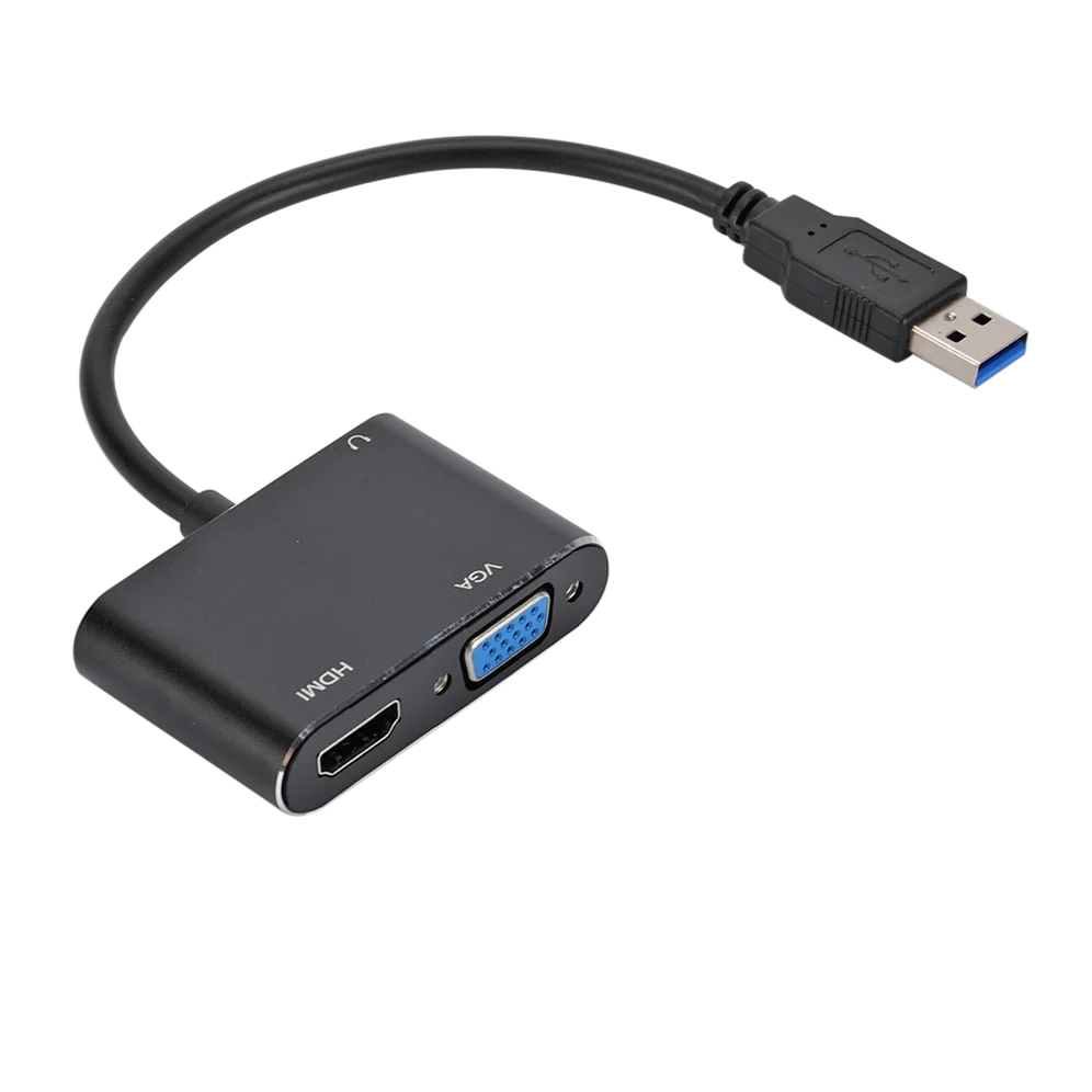 3.0 USB do konwerter VGA kompatybilnego z HDMI z dźwiękiem 1080P 2 w 1 USB do HDMI kompatybilny z Adapter VGA lub komputerem z systemem Windows