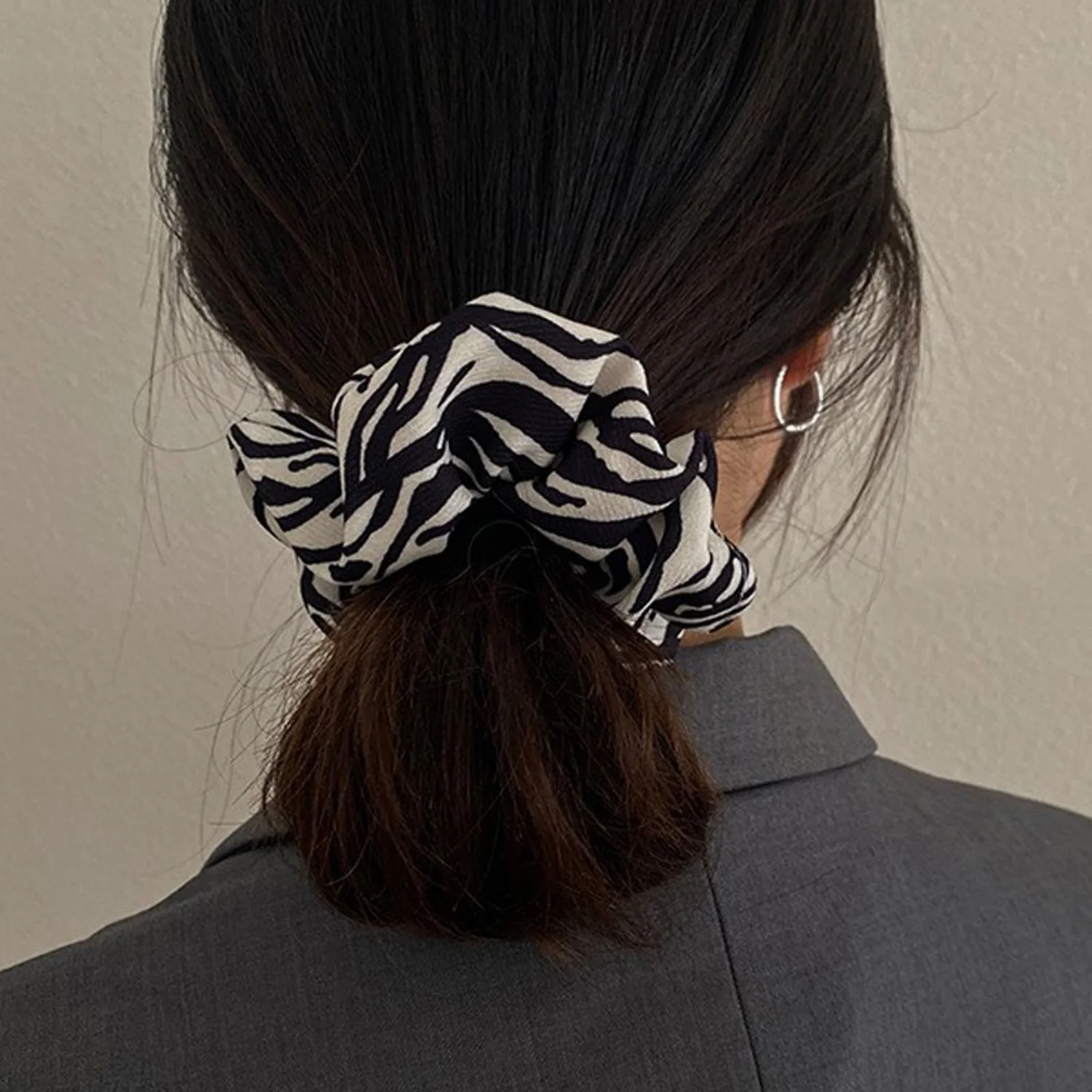 Scrunchie mit Zebra-Streifendruck, lässig, Haargummis mit Tiermuster, Pferdeschwanzhalter, Haargummis, Haargummis, Haargummis, Haarseil