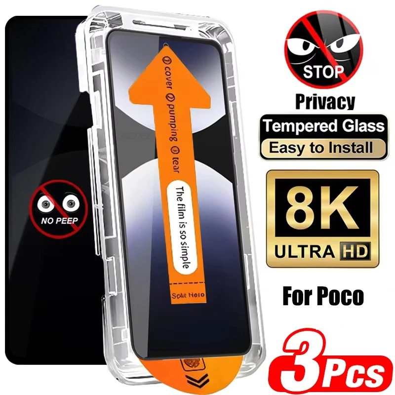 

Easy Install Privacy Screen Protector For Poco F8 Ultra Film Poco X8 Pro Max F8 Pro Oleophobic Coating Dust Free Tempered Glass