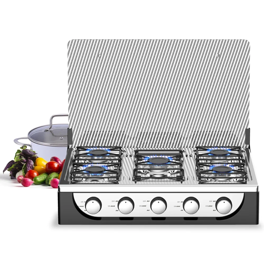 5 Burner Multi Function Cooktop Five Cooker Counter Top Cook Hob Commercial Range Heavy Table Gas Stove for Sale