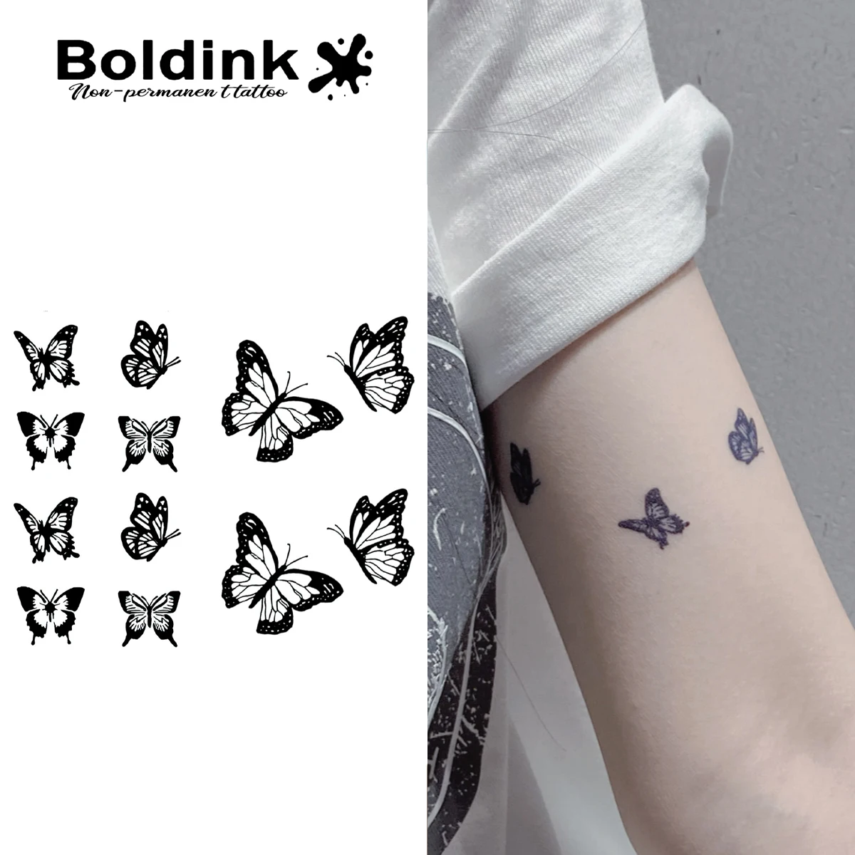 Graceful Butterfly Whispers Temporary Tattoo,Lasts To 15 Days New Technology Magic Waterproof Semi Permanent Sticker.