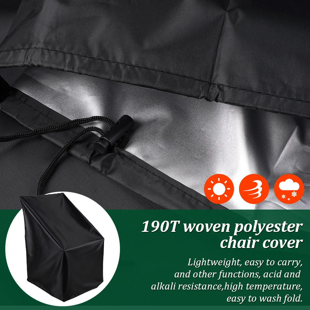 190T Black Outdoor Garden Waterproof Chairs Cover Chair Sofa Protection Cover Rain Dustproof Stacked Furniture Protector Cover
