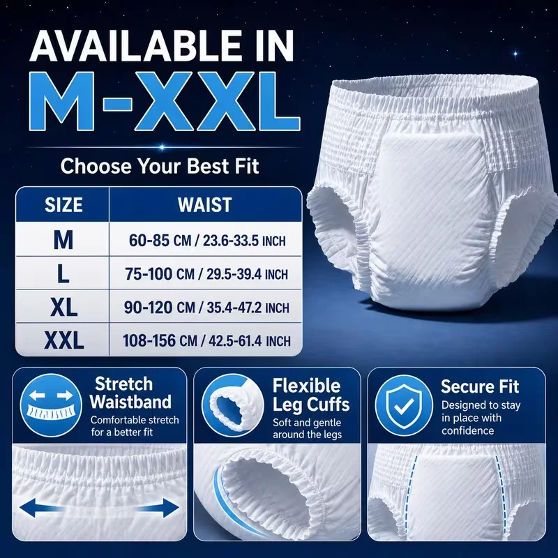Disposable Adult Pull-On Briefs, M–XXL