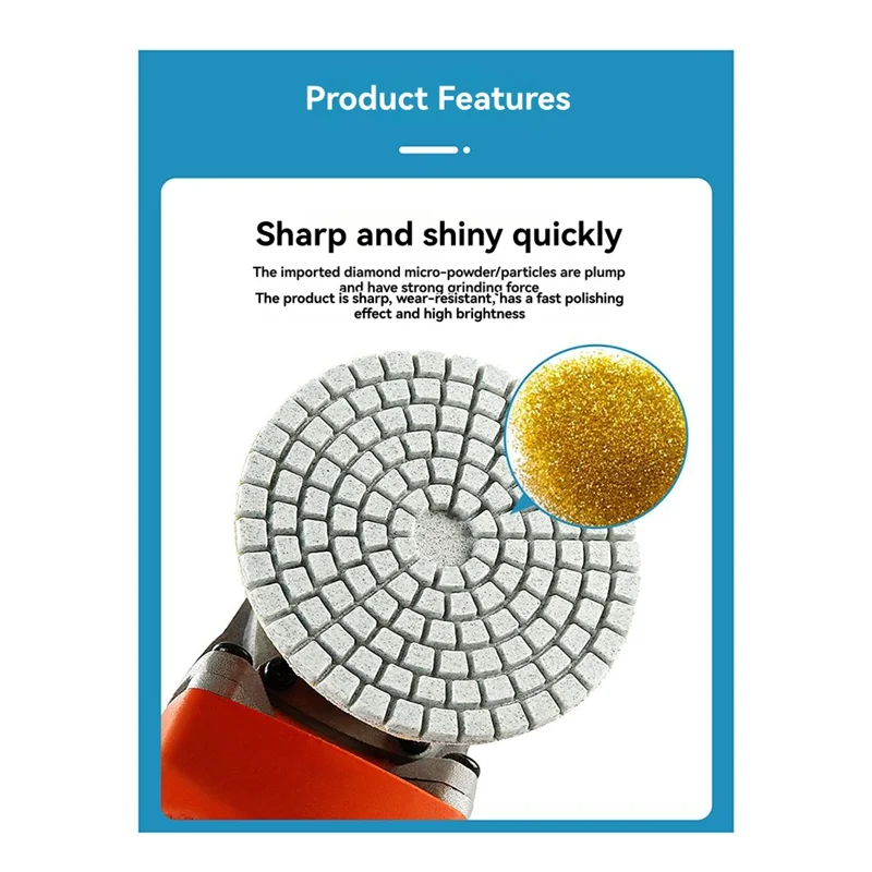 ABNO-5PCS 80Mm M10 Angle Grinder  Tile Trimming Polishing Disc Dry Polishing Marble Porcelain Chamfering Grinding Edge