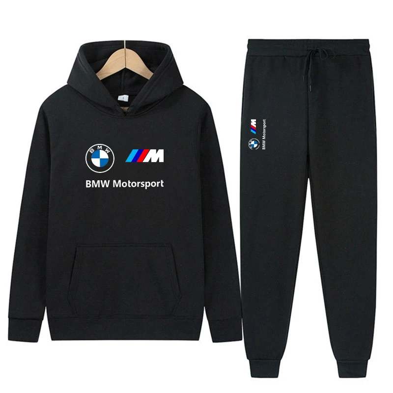 2025 Men set Hoodies Motion Casual Loose Streetwear Male Fashion Autumn Winter Outwear+Pants 2 Piece Sets BMW Brand Logo Printed