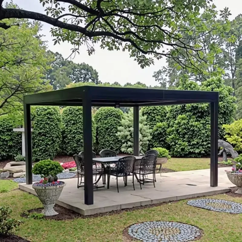 Amas Aluminium Patio Pergola Bioclimatic Louvred Roof Waterproof Sunshade Decoration for Garden Poolside Terrace for Outdoor