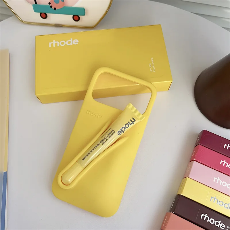 حافظة هاتف RHODE لهاتف آيفون 17 Pro Max Air 16 15 14 13 12 11 Pro Max Plus من السيليكون الناعم مع صندوق حامل أحمر الشفاه حافظات ممتصة للصدمات