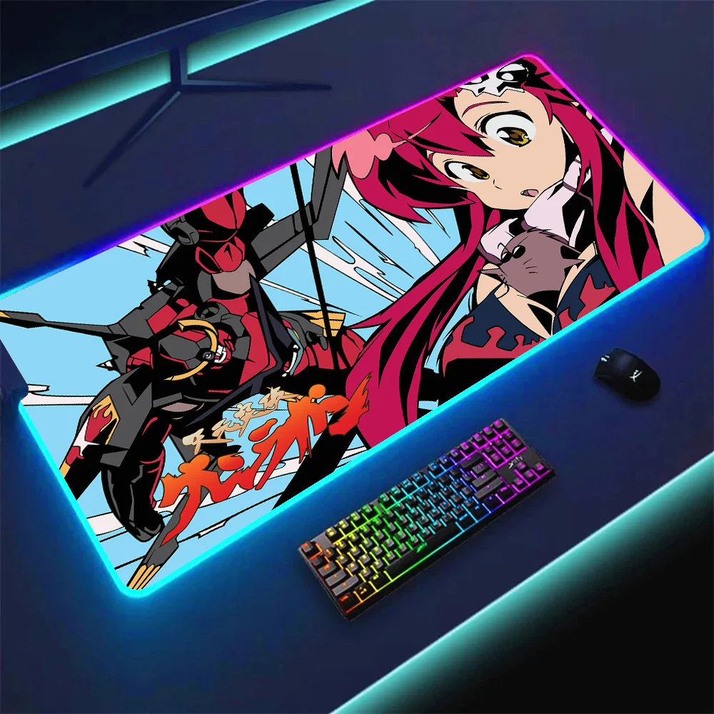 

Anime G-Gurren Lagann Mouse Pad RGB Mousepad Xxl Gaming Accessories Large LED Mouse Pad Luminous Keyboard Desk Protector Pc Game