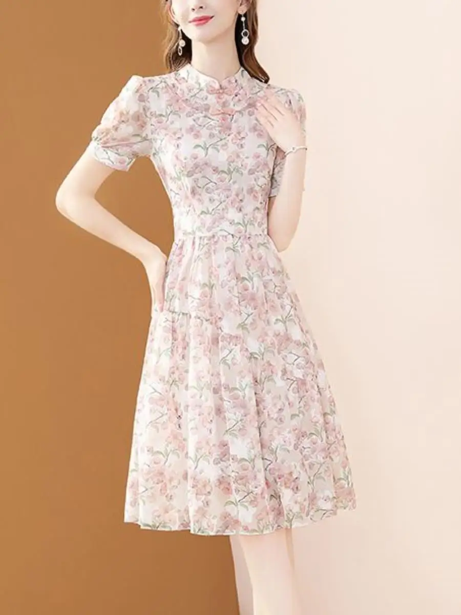 robe-qipao-elegante-pour-femme-ete-2024-style-coreen-imprime-floral-col-en-dentelle-taille-ajustee-longueur-midi-coupe-courte-motif-floral