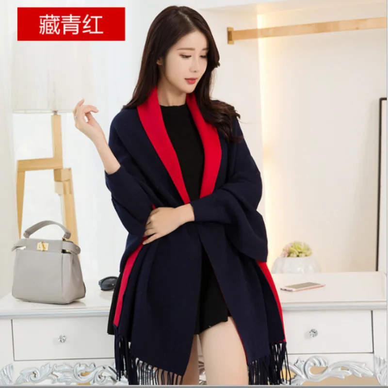 #4005 Batwing Sleeved Knitted Cape Coat Women Solid Color Casual Ponchos And Capes Female Loose Shawl Scarf For Women Cardigan