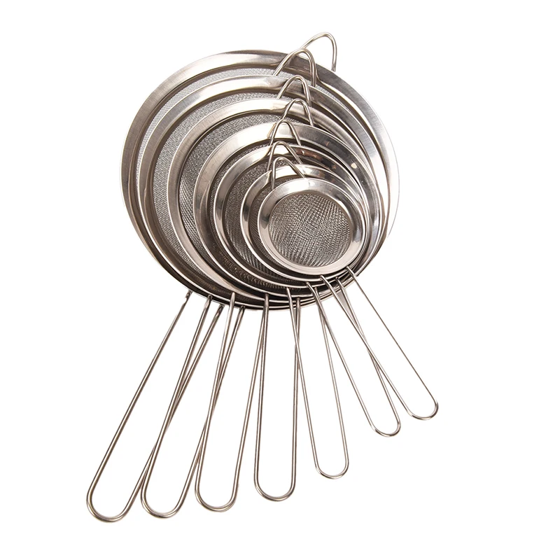 7/8/10/12/14/16/18/20/22cm Optional Kitchen Stainless Steel Flour Tea Strainer Mesh Colander Sieve Filter Sifter