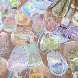 50pcs Clear Glass Flowers Plants and Animals PET Sticker Aesthetic Decoration Scrapbooking Stationery School Supplies Stickers