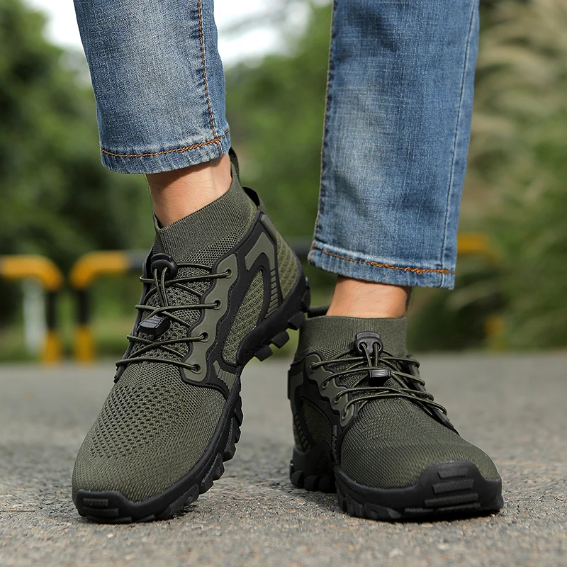 Męskie buty trekkingowe outdoorowe antypoślizgowe sportowe buty niskie sznurowane wygodne miękkie oddychające sneakersy buty do brodzenia