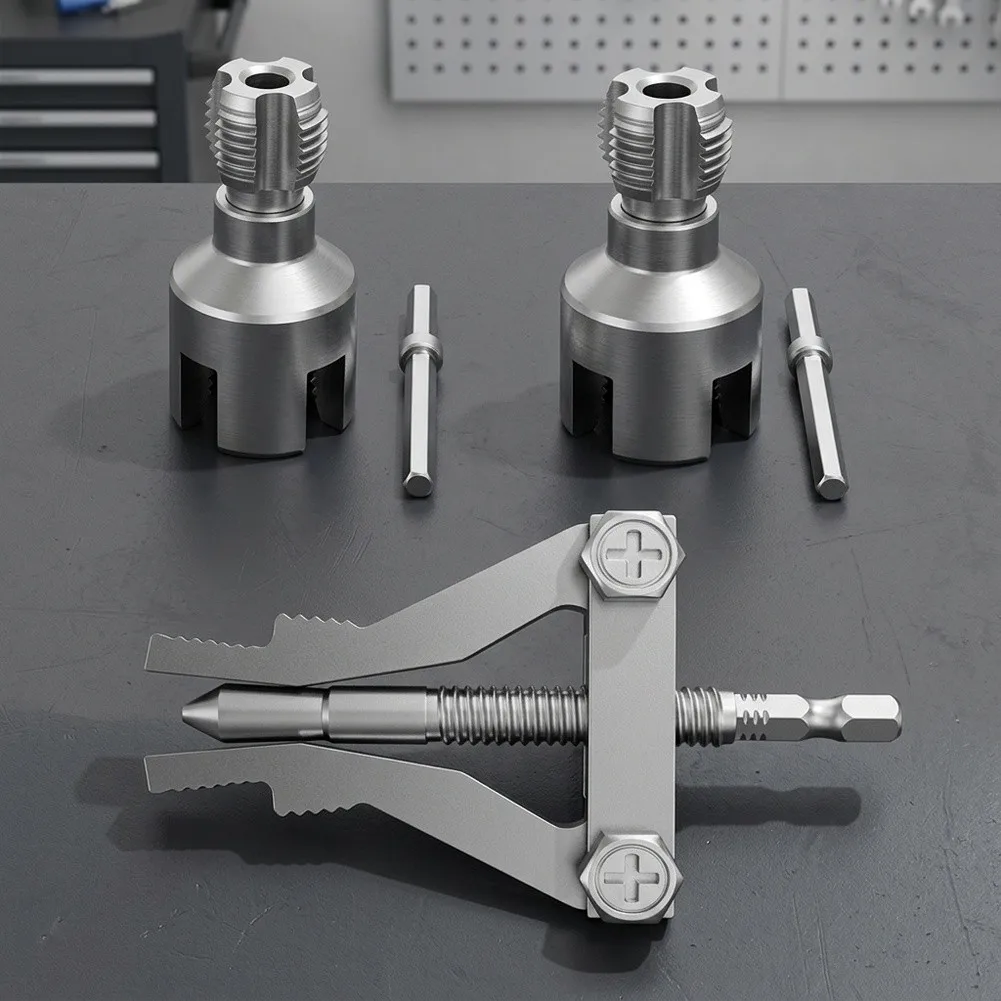 Pipe Removal Tool Set PVC Pipe Threader Tool 1/2 Inch 3/4 Inch Dual-Function Internal External For MPP Plastic Pipes