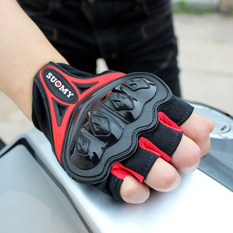 Summer Half Finger Motorcycle Gloves Breathable Mesh Anti-Slip Palm Men Women Motorbike Lightweight Riding Mittens 2