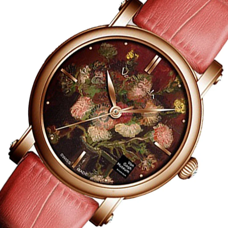 VAN GOGH  Women Watch Luxury Original Brand Quartz Watch Draw Painting 2025 New Elegant Fashion Waterproof Wristwatch Gifts