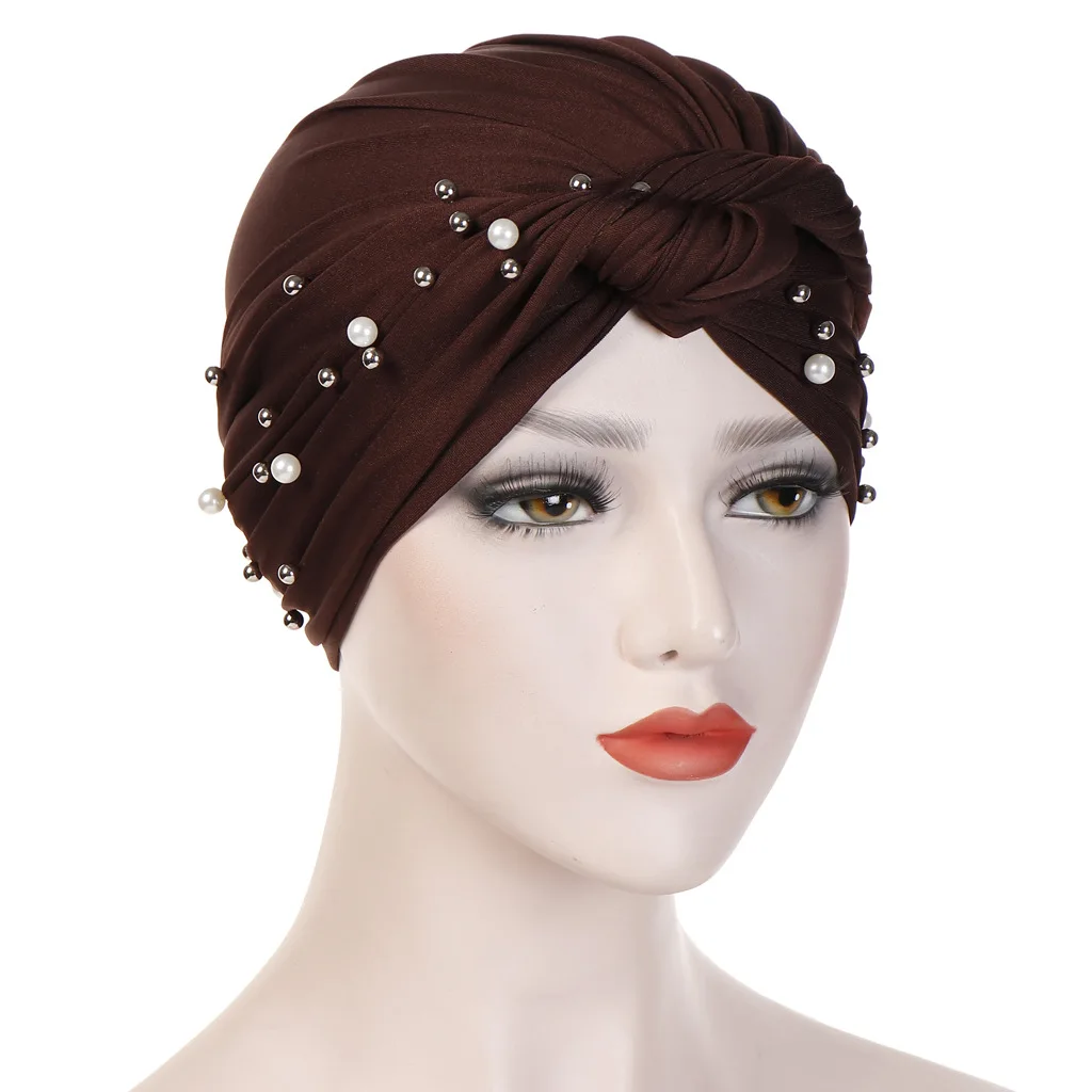 Hats for Women New Headscarf Hat Versatile Headband Headband Nail Bead Headband Hat Women Hat   Silk Hair Bonnet