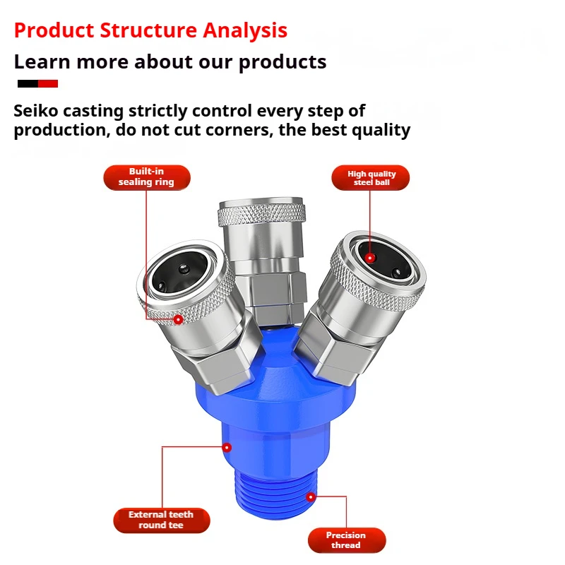 2/3 Way 37MD Quick Connector Air Compressor Multi Hose Coupler Pneumatic Fitting Tool