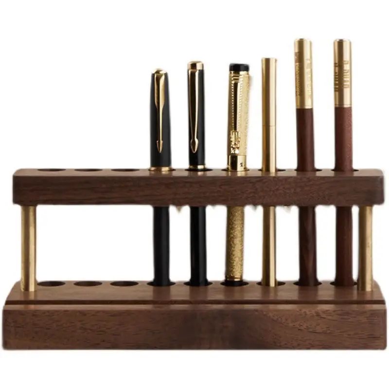 Walnut mobile phone rack multi-function pen rack office desktop storage rack creative brass ornaments ipad flat bracket