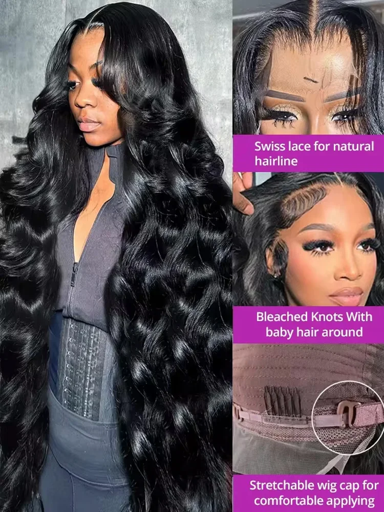 Мокрый и волнистый парик фронтальной части шнурка Человеческие волосы 13x6 Необработанный Hd Прозрачный объемный парик человеческих волос 42 дюйма 13x4 Парик фронта шнурка для женщин