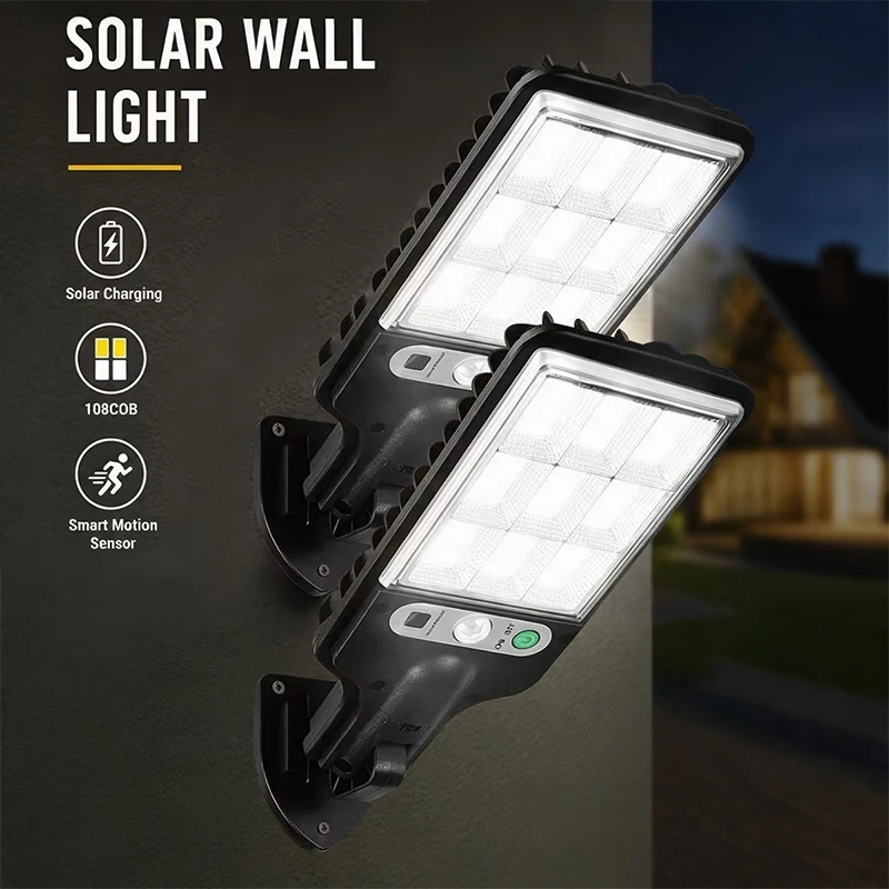 Outdoor Street Lights Solar Powered 108/117COB Motion Solar Lamps Waterproof for Yard Wall Porch Flood Lighting