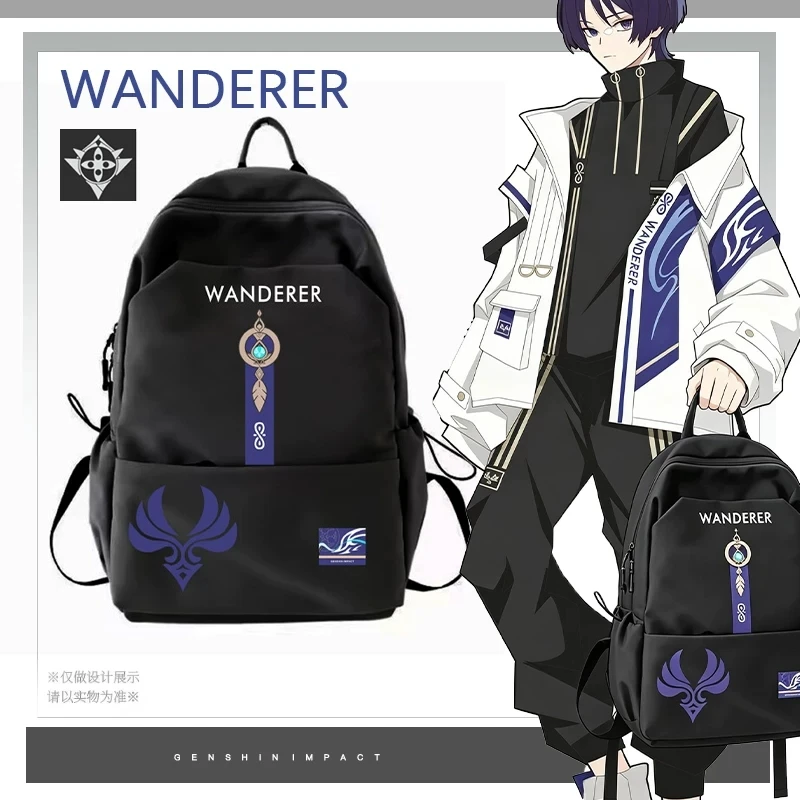 Backpack Handbag Game Genshin Impact Cosplay Role Furina Wanderer Durin Flins Hutao Travel Sports Students Bag for Boys Girls