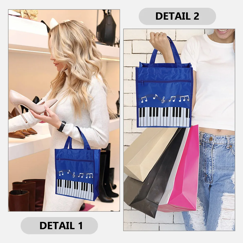 

2pcs Music Note Handbag Piano Key Pattern Tote Bag Large Capacity Double Layer Storage for Music Books Keys Portable for Women