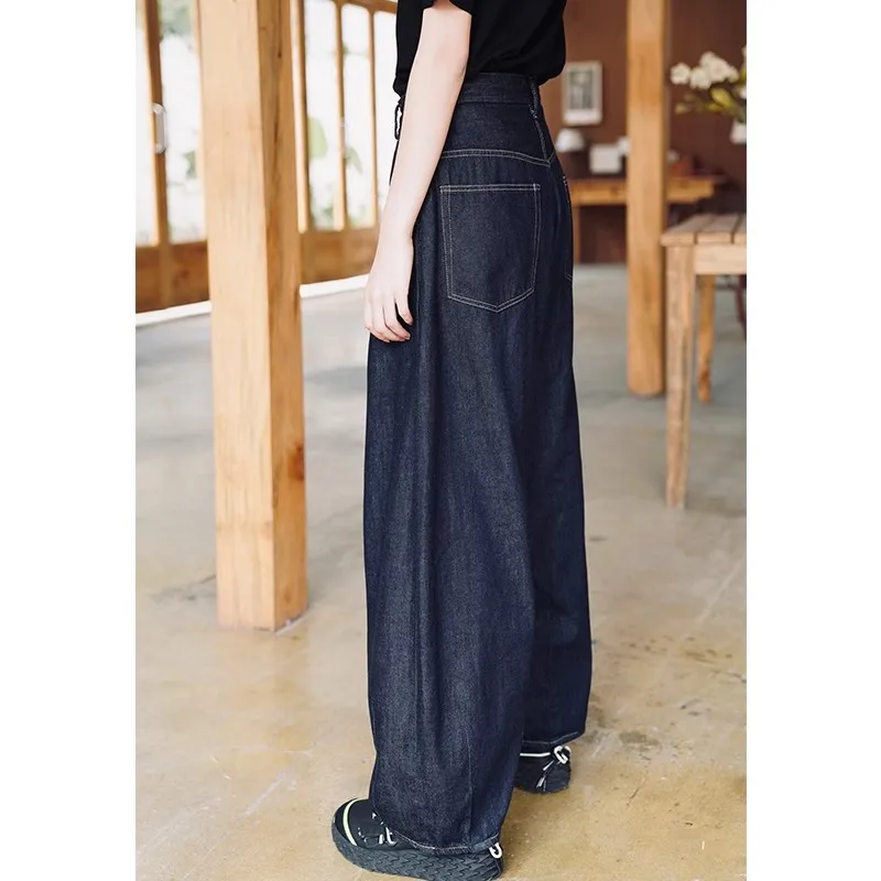 

Retro wide leg lantern jeans, women's wide leg pants, fashionable jeans, trendy floor mop pants