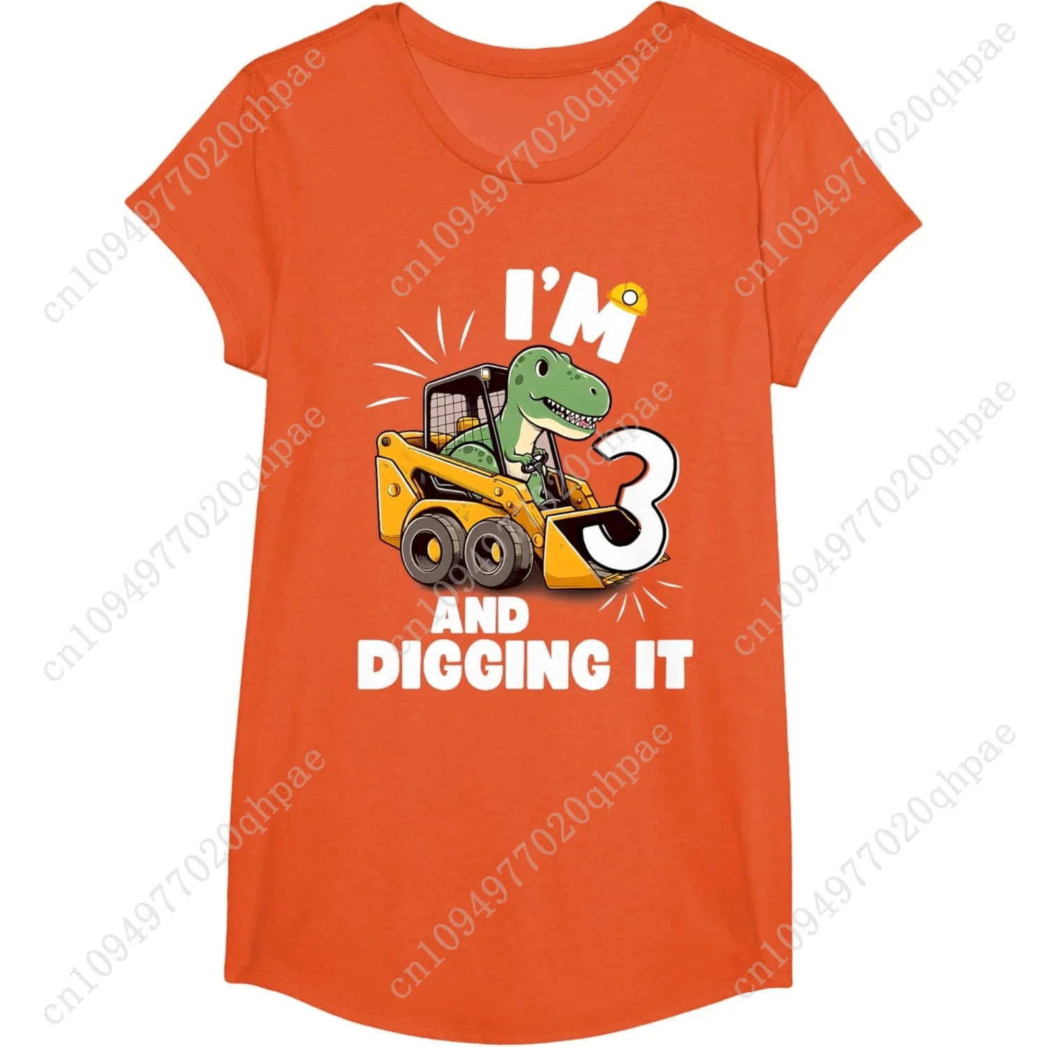 I'm 3 And Digging It 3rd Birthday Dinosaur Construction Boy T-Shirt