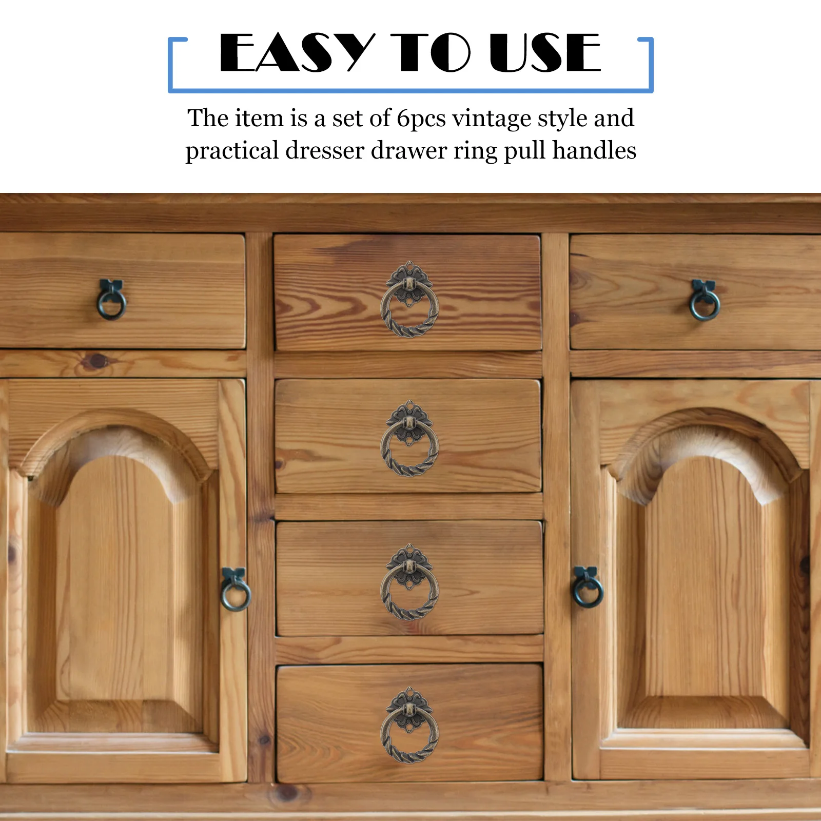 

6pcs Large Wardrobe Door Handle Drawer Knobs Vintage Cabinet Dresser Brass Zinc Alloy 48x37mm Kitchen
