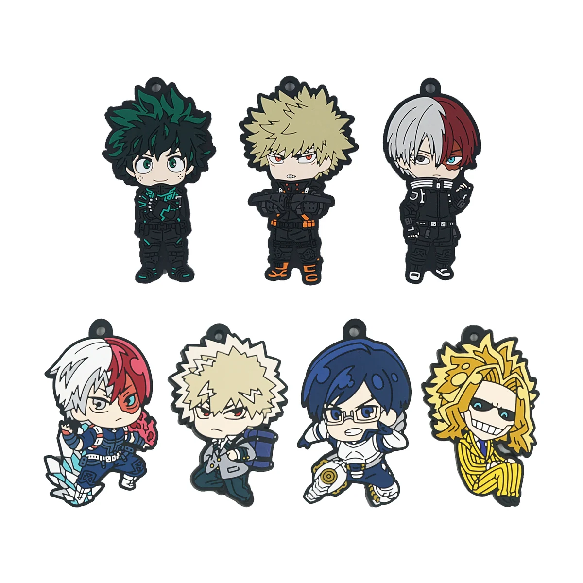 My Hero Academia Anime Bakugou Katsuki Midoriya Izuku All Might Shoto Rubber Keychain Ornament Toys Collection Gift