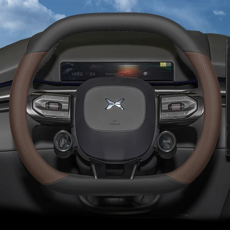 غطاء عجلة قيادة السيارة من الجلد لملحقات Xpeng G6 G9 P7 2022 2023 2024 2025 2026 #3