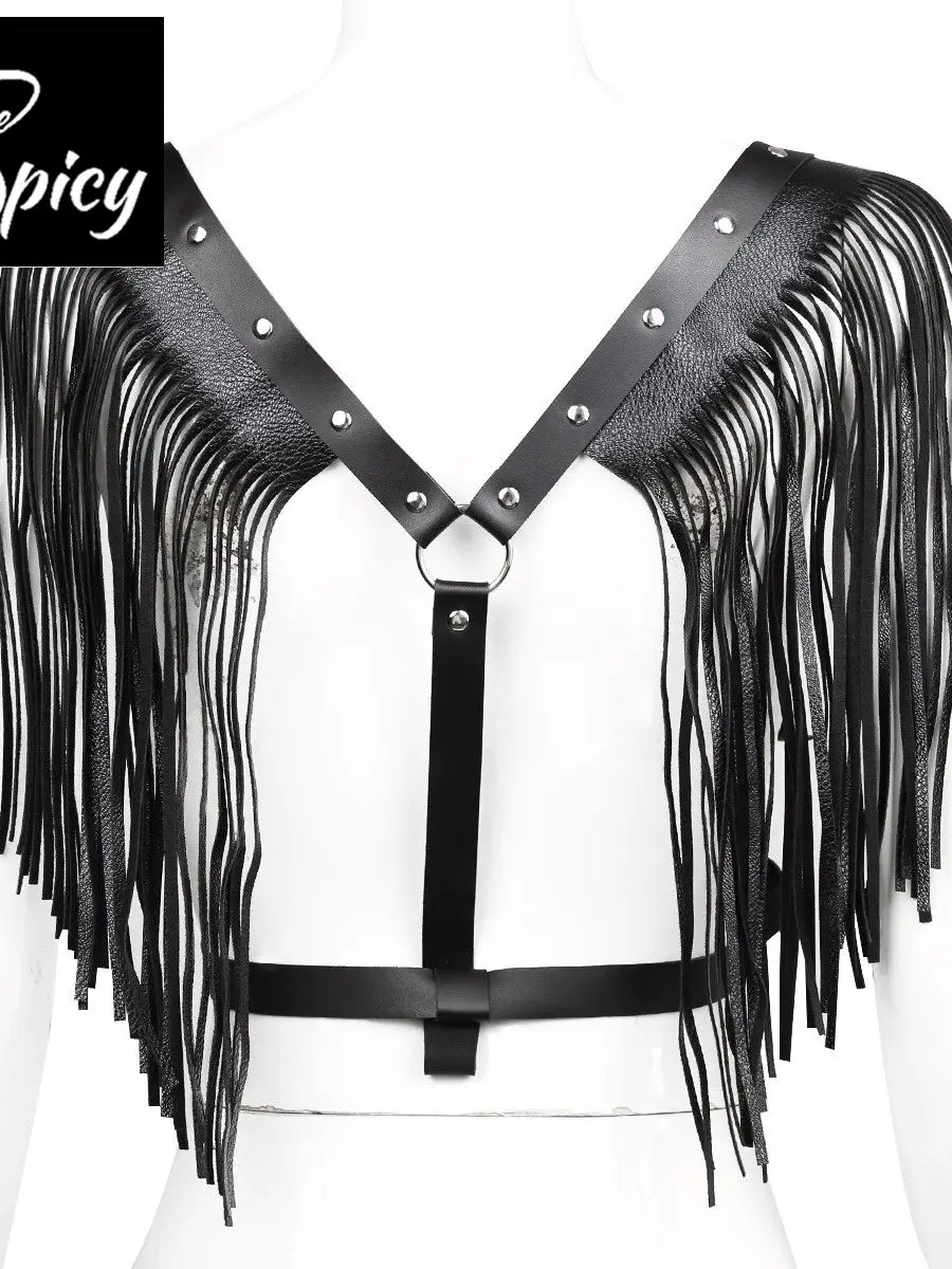 

Сексуальная искусственная кожа для пикантных девушек, регулируемый нагрудный ремень с кисточкой на плечо, экологически чистая упаковка