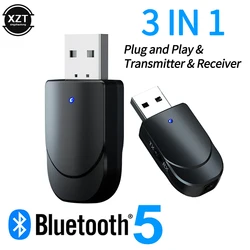 KN330 Bluetooth 5.0 Transmitter Receiver Two-in-one USB Computer TV Adapter Car Dual Output High Quality