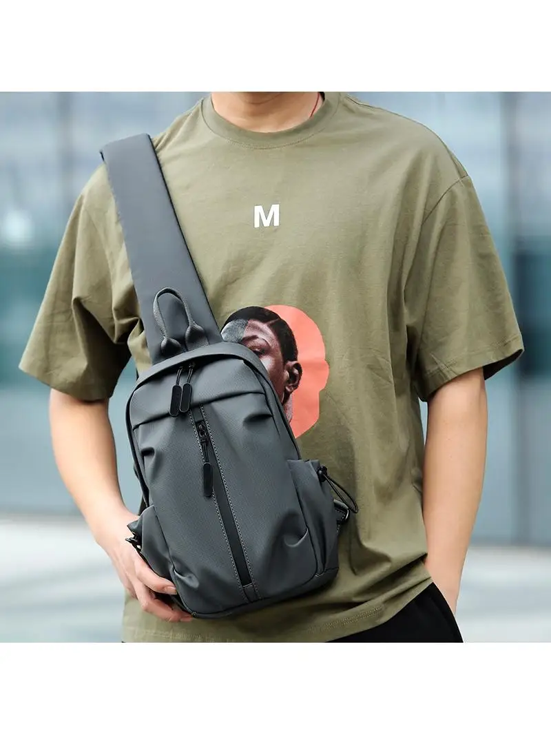 

Мужская нагрудная сумка большой вместимости из кожи, повседневная, через плечо, для путешествий, модная мужская сумка на одно плечо