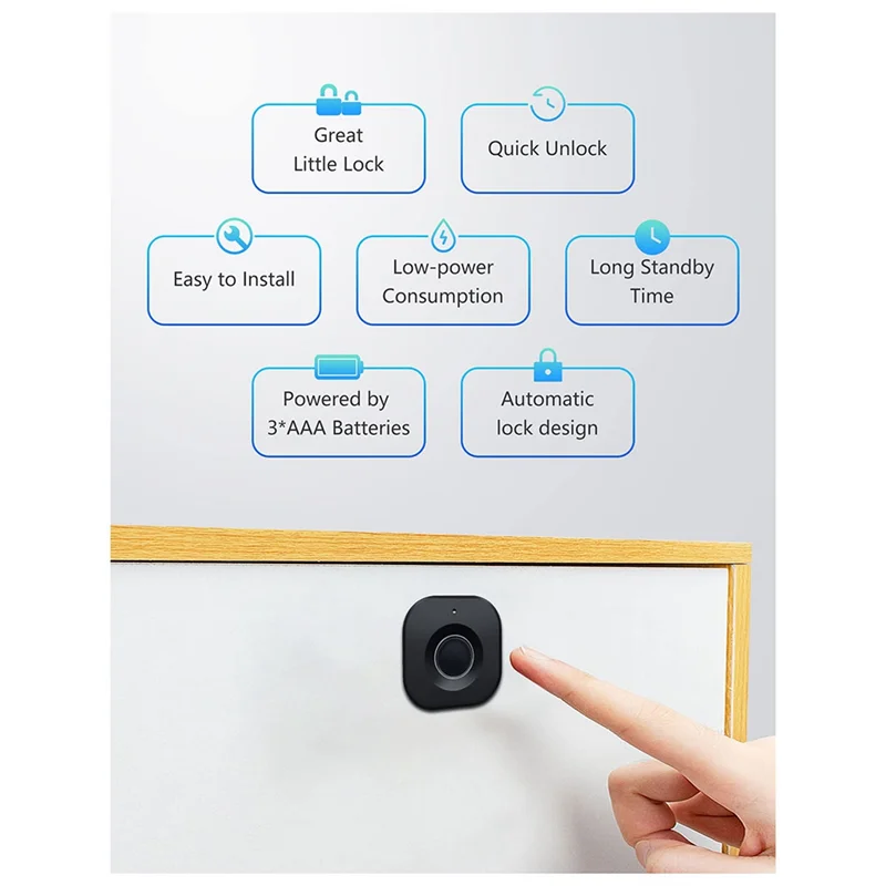 ABGN Smart Biometric Cabinet Lock - Keyless  File Drawer Wardrobe Lock For Home Office